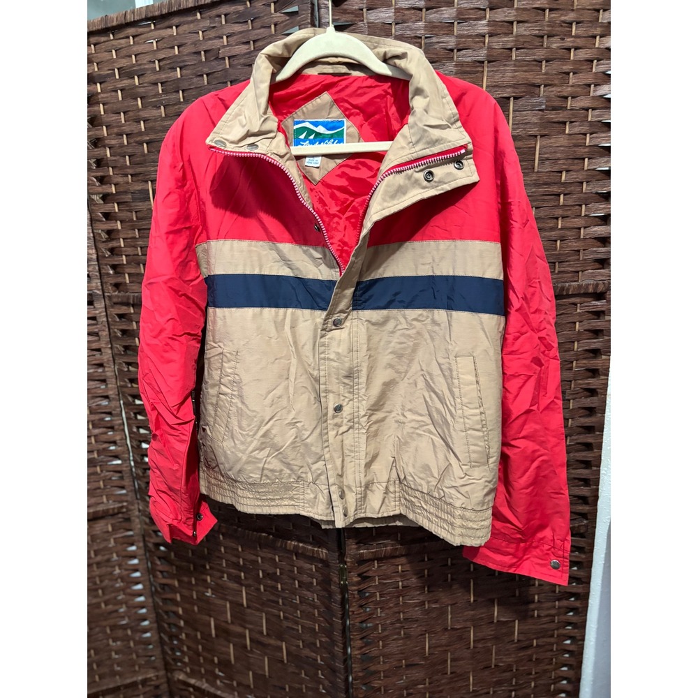 Vintage Land N Lakes Active Outerwear Jacket Mens Large Red‎ Tan flaw